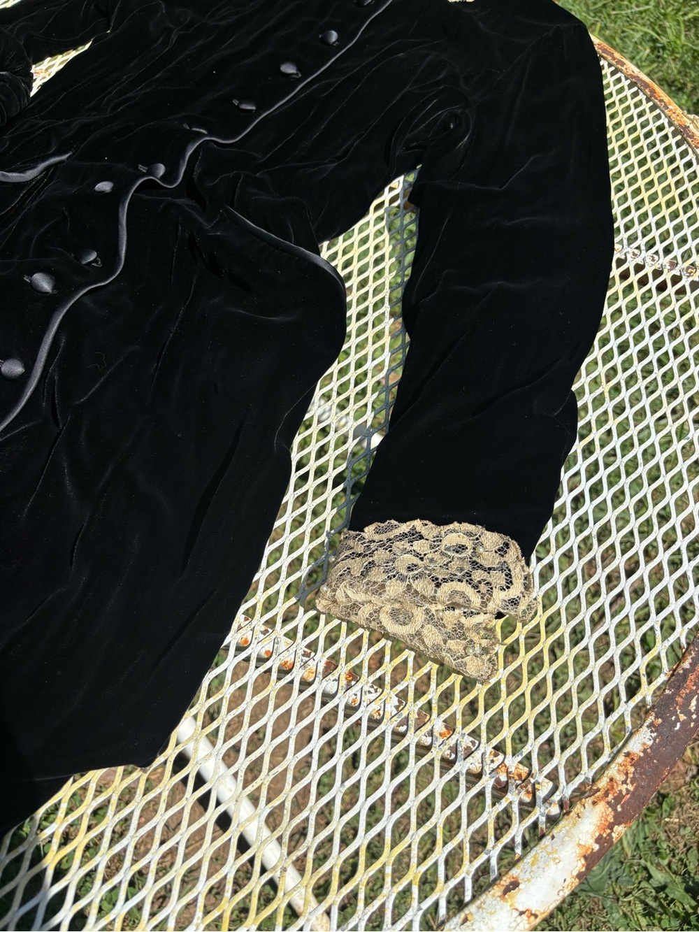 Vintage 40s Carlye Velvet Coat Dress Matching Muff Set Handwarmer S As-Is - Picture 4 of 16